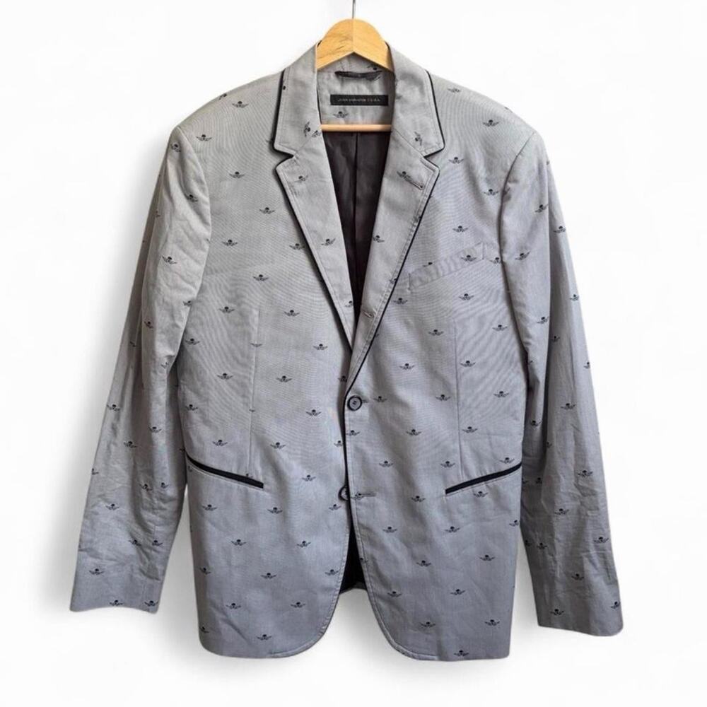 John Varvatos USA Skull Design Logo Mens Sz 42R Sports Coat Preppy Blazer